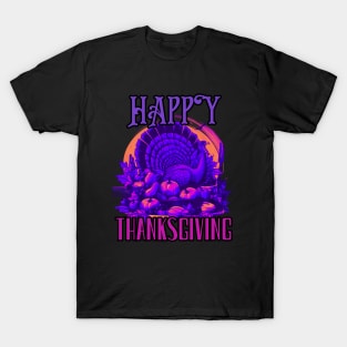 Happy Thanksgiving, turkey, pumpkin, neon T-Shirt